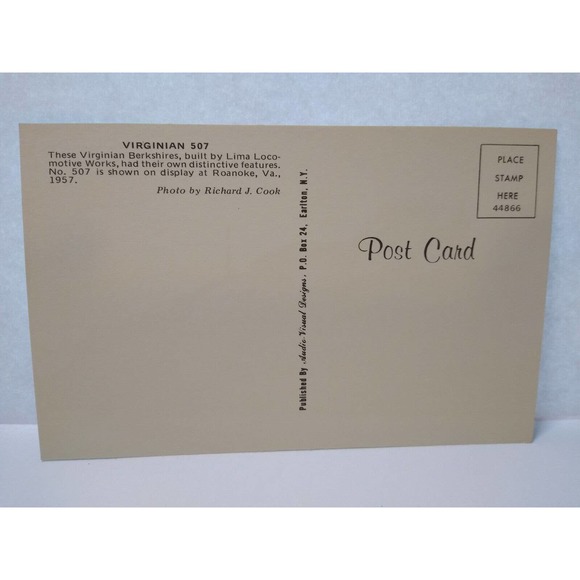 Railroad Postcard Virginian 507 Locomotive Steam Train Audio Visual Virginia - Picture 2 of 2